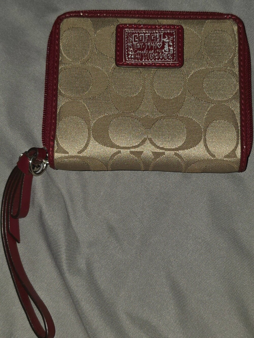 Vintage Y2K Coach Poppy Signature Canvas Zip Around Wristlet Wallet